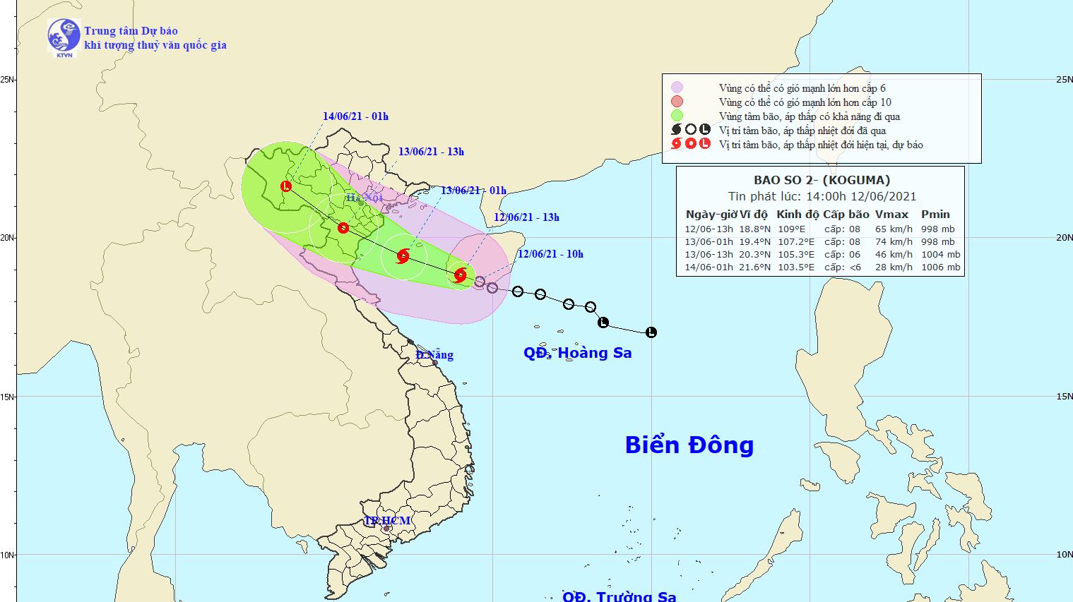 Tin bão số 2: Bắc Bộ và khu vực từ Thanh Hóa - Thừa Thiên Huế có nơi mưa to