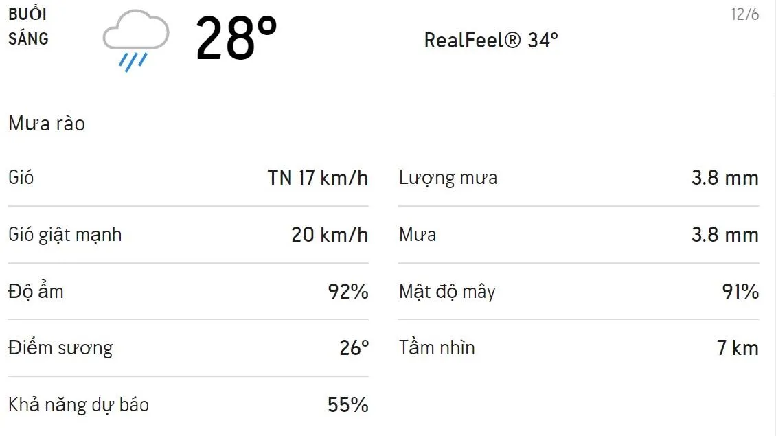 Dự báo thời tiết TPHCM hôm nay 12/6 và ngày mai 13/6: Có mây và mưa rào