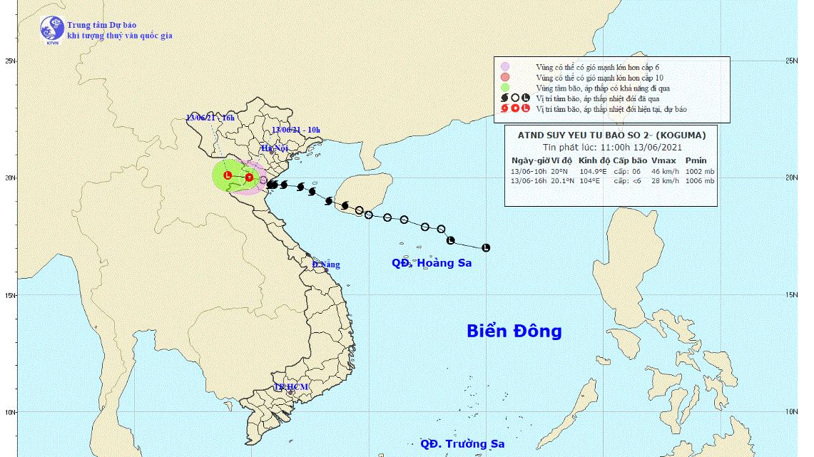 Tin bão mới nhất 13/6: Bão số 2 suy yếu thành vùng áp thấp, tan dần