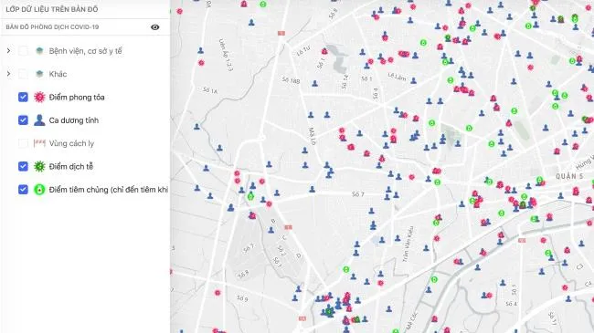 Bản đồ số phục vụ hỗ trợ phòng chống dịch COVID-19 có phiên bản mới
