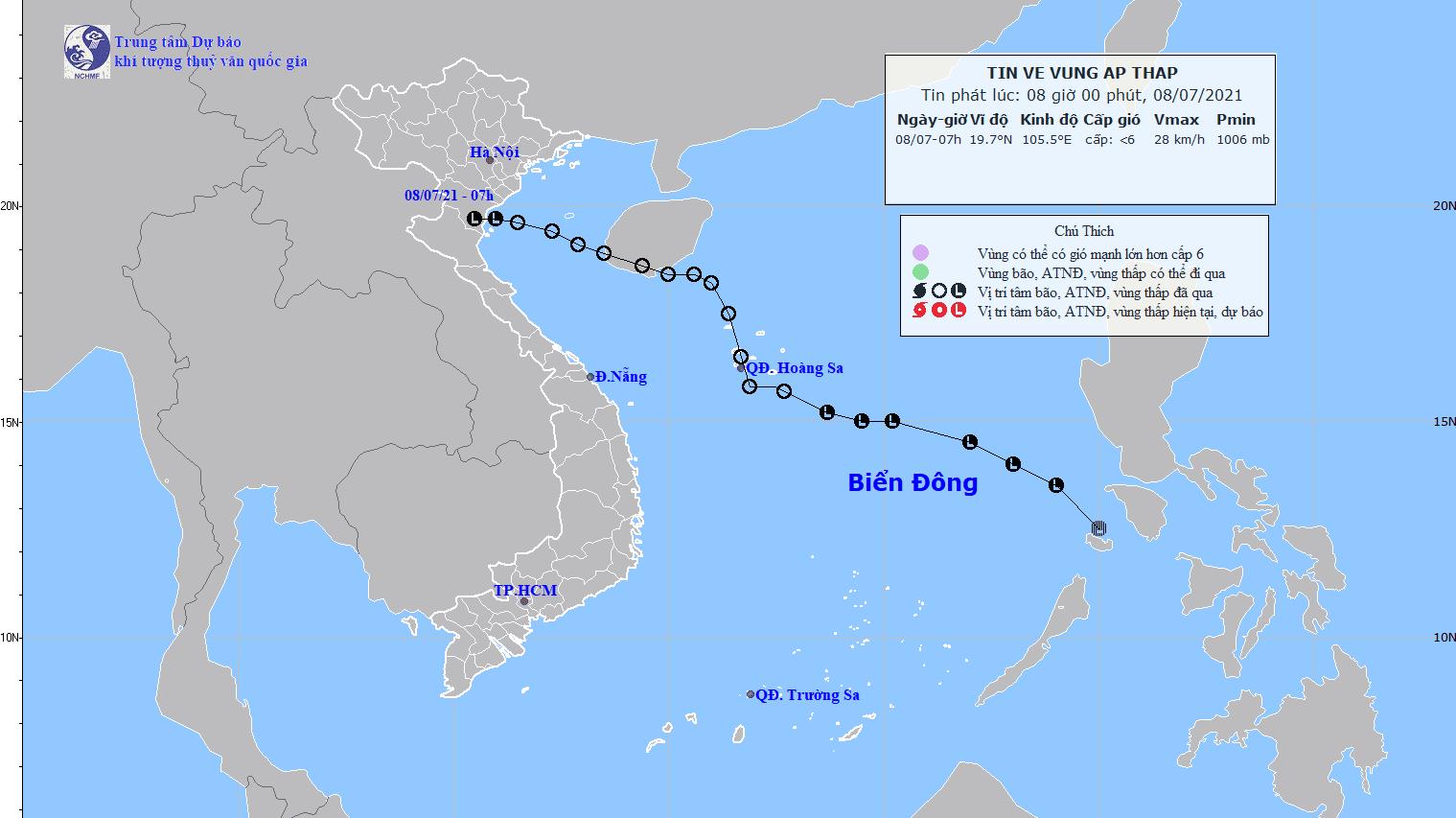 Hôm nay 8/7, Hà Nội có mưa to đến rất to và dông