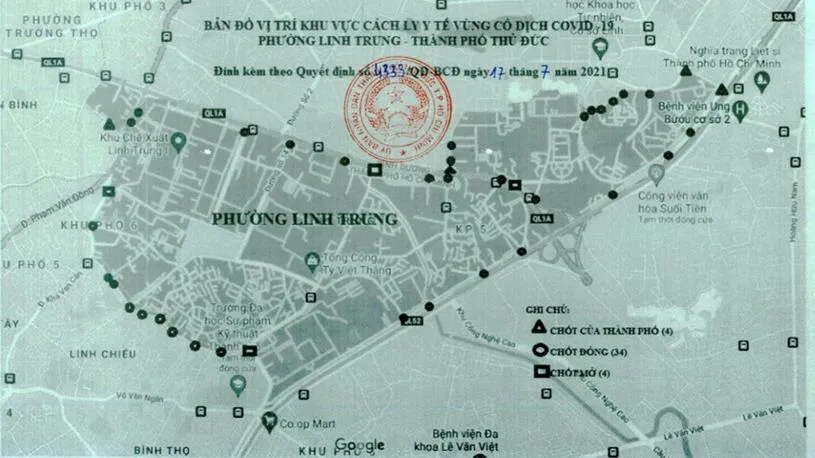Thiết lập phong tỏa toàn bộ phường Linh Trung và Tam Bình từ 0 giờ ngày 18/7