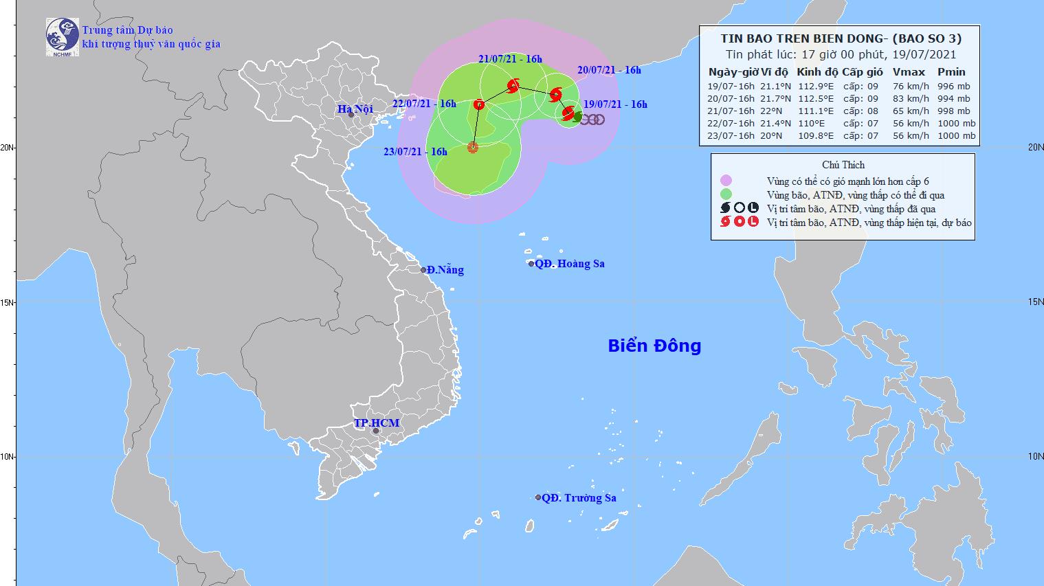 Tin bão số 3: Cảnh báo gió mạnh trên vùng biển phía Bắc khu vực Bắc Biển Đông