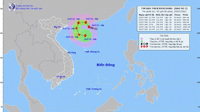 Tin bão mới nhất 20/7: Bão số 3 có khả năng đổi hướng di chuyển