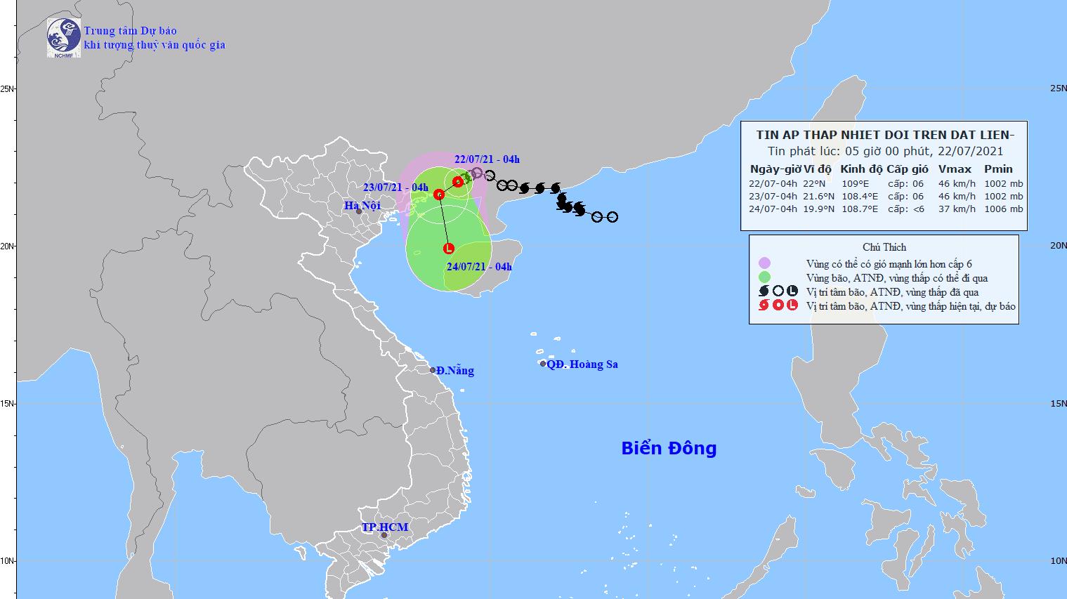 Tin áp thấp nhiệt đới mới nhất hôm nay 22/7: Cảnh báo mưa to Bắc Bộ, từ Thanh Hóa đến Quảng Trị