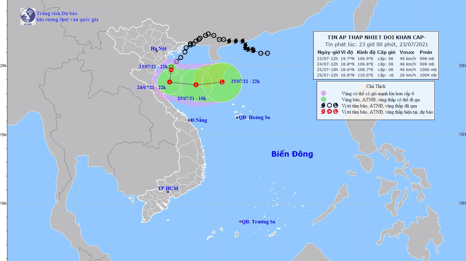 Vùng ven biển của các tỉnh từ Hải Phòng - Ninh Bình có gió giật cấp 6-7