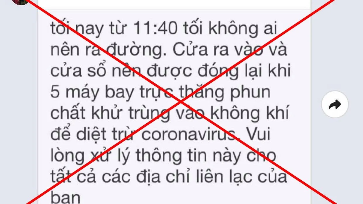 Tin giả 5 trực thăng phun thuốc diệt virus lại xuất hiện trên mạng xã hội