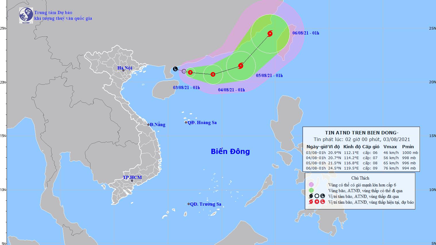 Tin áp thấp nhiệt đới trên vùng biển tỉnh Quảng Đông