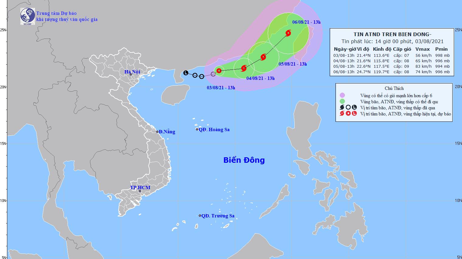 Áp thấp nhiệt đới 3/8: vùng biển phía Bắc có mưa