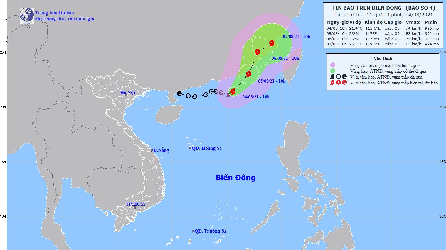 Bão số 4 có khả năng mạnh thêm