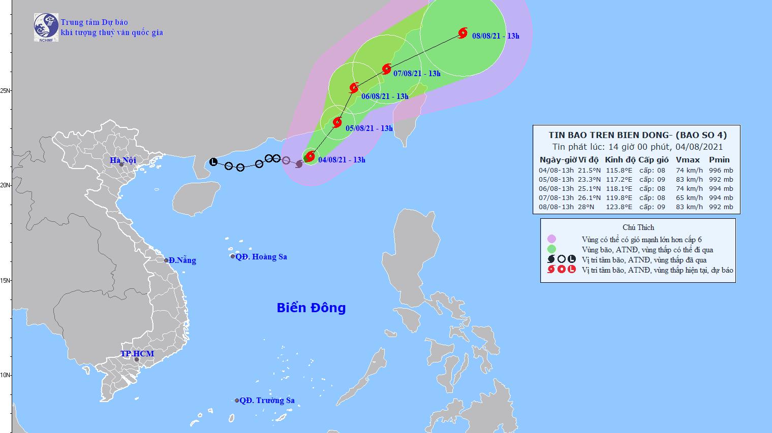 Bão số 4 cách Hồng Kông khoảng 190km