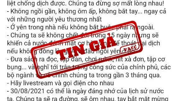 Cảnh báo thông tin giả mạo phát ngôn chỉ đạo chống dịch của Phó thủ tướng Vũ Đức Đam