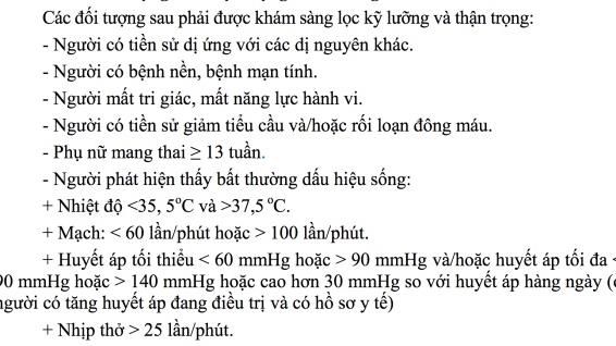 Hướng dẫn mới của Bộ Y tế về khám sàng lọc trước tiêm chủng vắc xin COVID-19