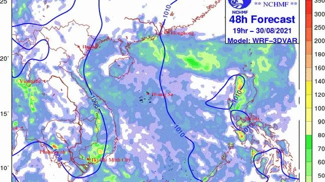 Dự báo thời tiết 10 ngày tới (đêm 29/8 đến ngày 8/9/2021): Nam bộ có mưa dông