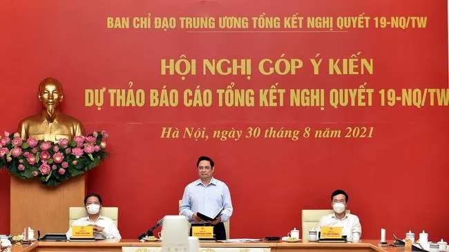 Thủ tướng Phạm Minh Chính chủ trì hội nghị góp ý kiến dự thảo báo cáo tổng kết Nghị quyết 19-NQ/TW