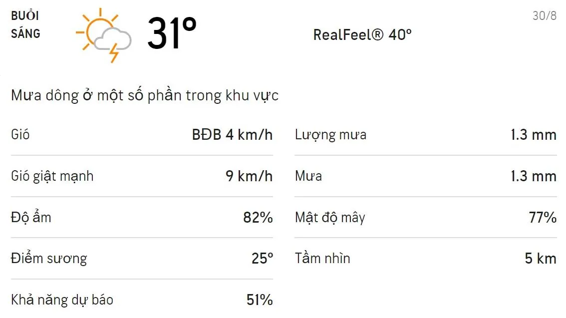 Dự báo thời tiết TPHCM hôm nay 30/8 và ngày mai 31/8: Sáng chiều có mưa dông