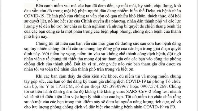 Thứ trưởng Bộ Y tế Nguyễn Trường Sơn kêu gọi F0 khỏi bệnh tham gia chống dịch Covid-19