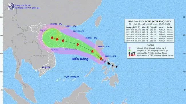 Bão Conson giật cấp 11, vào Biển Đông vào ngày mai 9/9