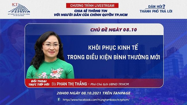 Livestream “Dân hỏi - Thành phố trả lời với sự tham dự Phó chủ tịch UBND TPHCM Phan Thị Thắng