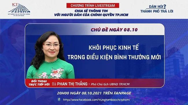 Livestream “Dân hỏi - Thành phố trả lời với sự tham dự Phó chủ tịch UBND TPHCM Phan Thị Thắng