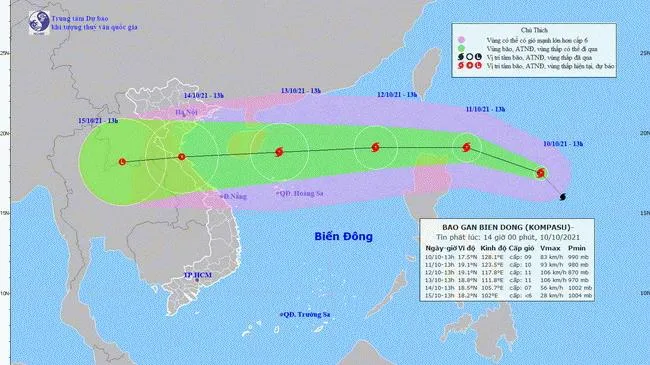 Bão số 7 suy yếu - bão Kompasu hướng về Biển Đông