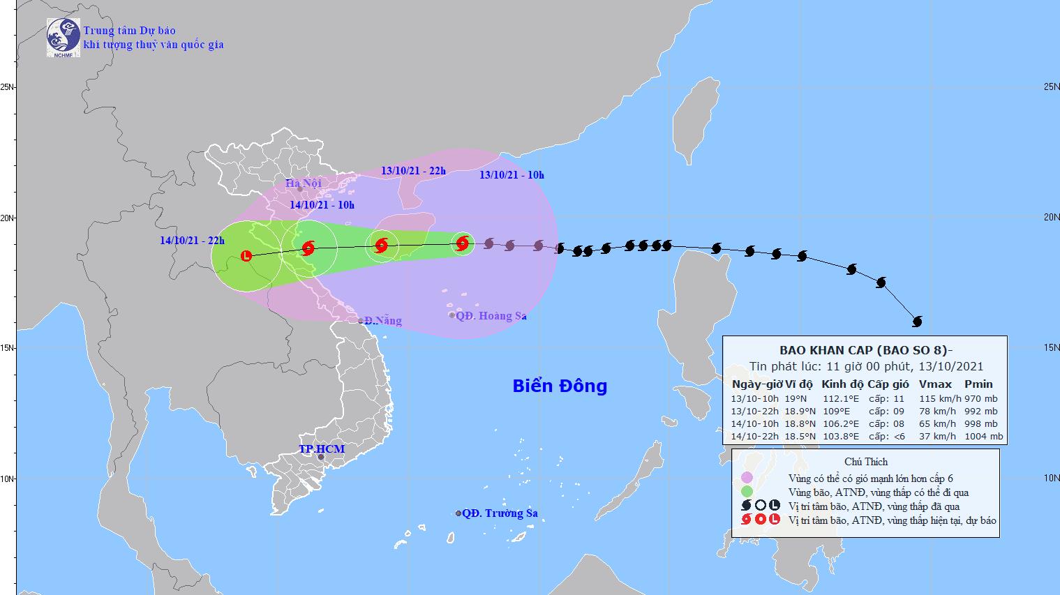 Bão số 8 mạnh cấp 11 cách Thanh Hóa khoảng 700km