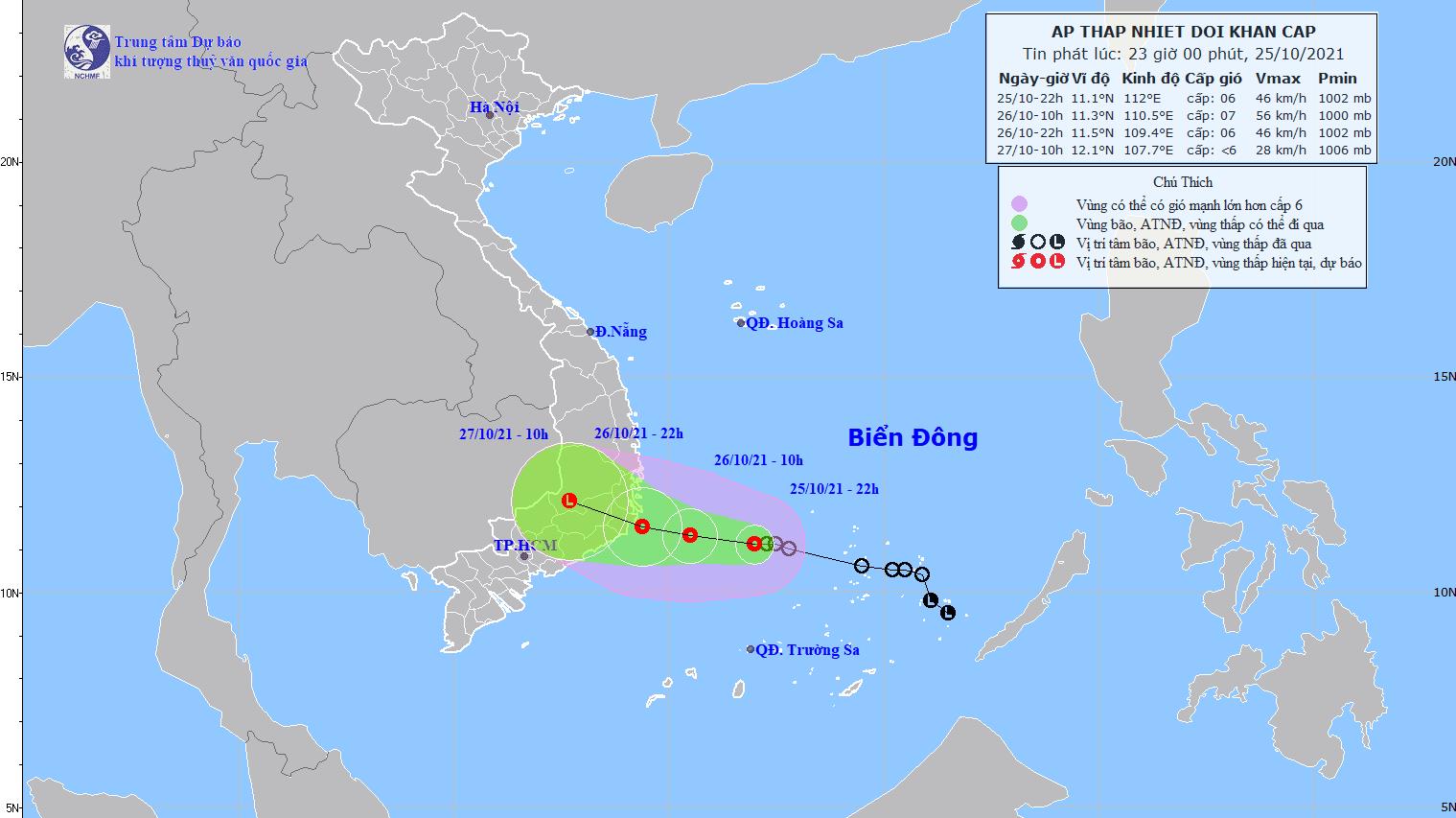 Áp thấp nhiệt đới theo hướng Tây Tây Bắc, mỗi giờ đi được khoảng 10km và có khả năng mạnh thêm