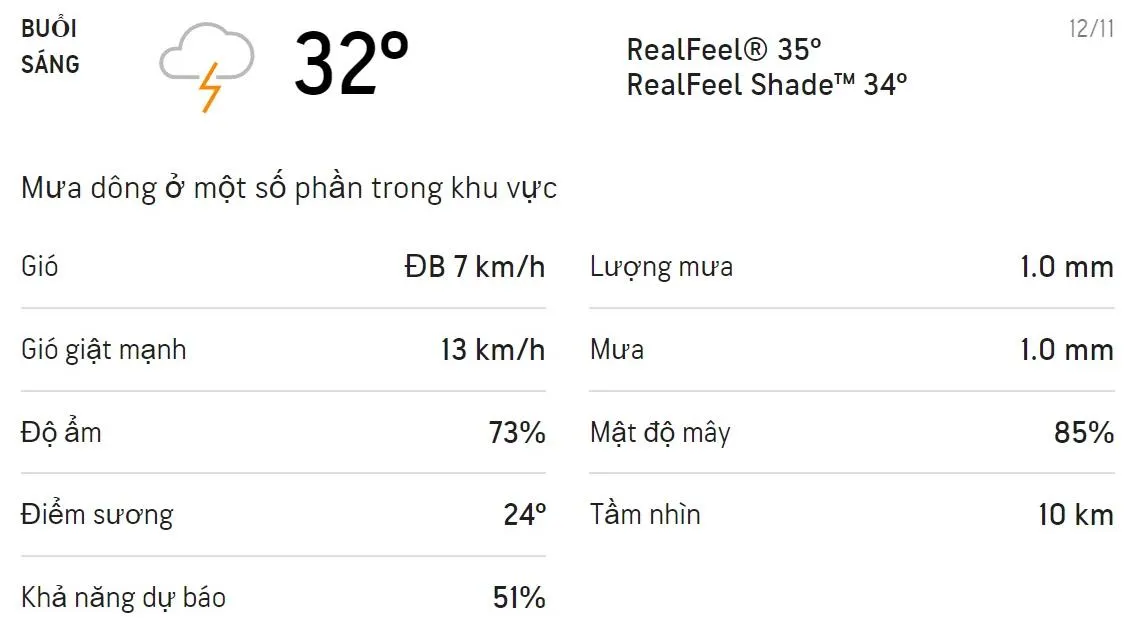 Dự báo thời tiết TPHCM hôm nay 12/11 và ngày mai 13/11: Sáng chiều có mưa dông