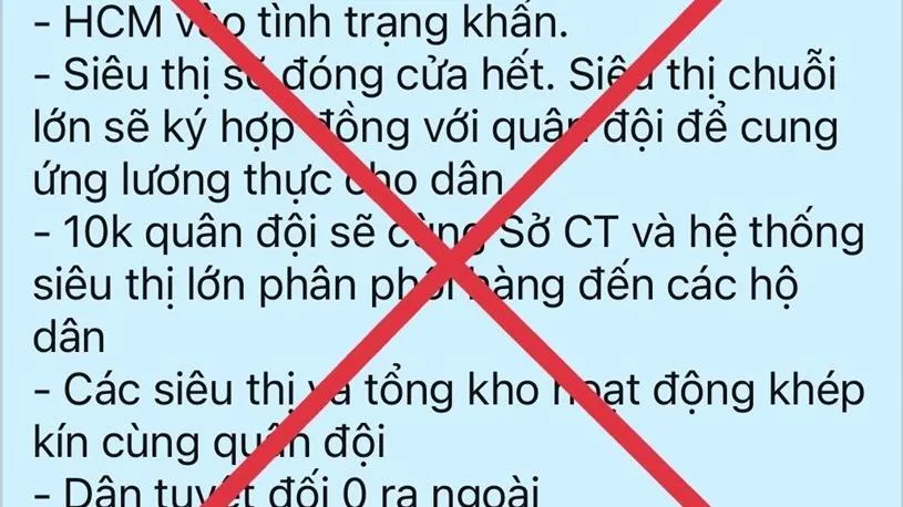 Thông tin lan truyền TPHCM vào tình trạng khẩn là hoàn toàn bịa đặt