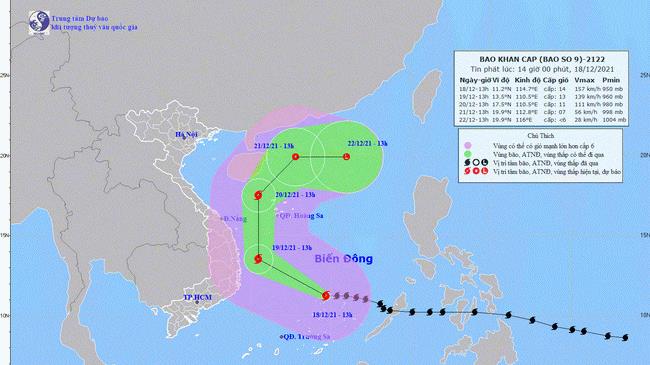 Bão số 9 trên vùng biển phía Bắc quần đảo Trường Sa