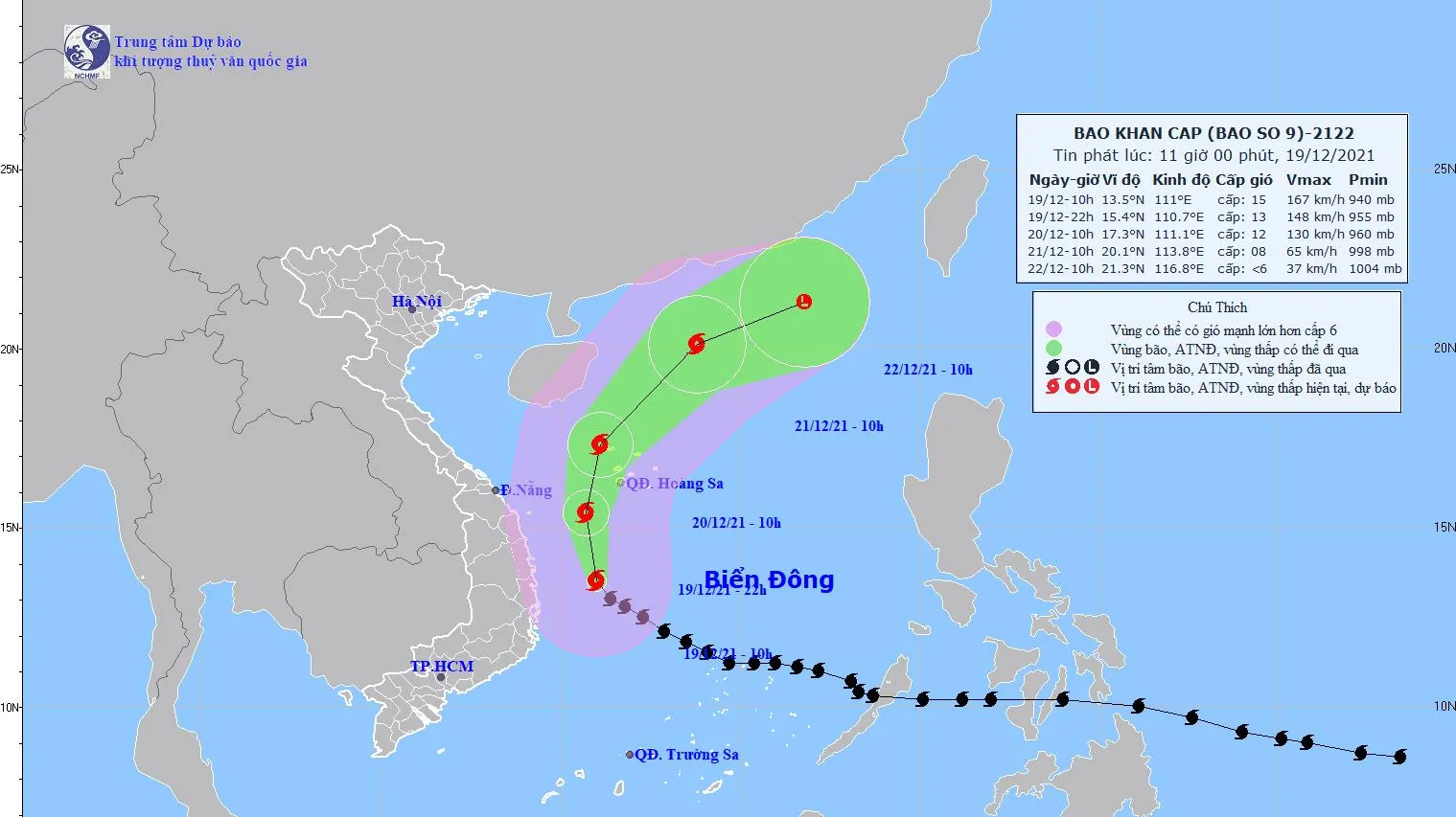 Tin Bão số 9: Bão Rai gió mạnh cấp 12-15, giật trên cấp 17
