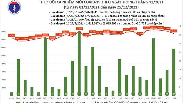 Chiều 25/12: Hải Phòng, TPHCM và Tiền Giang tăng ca mắc COVID-19