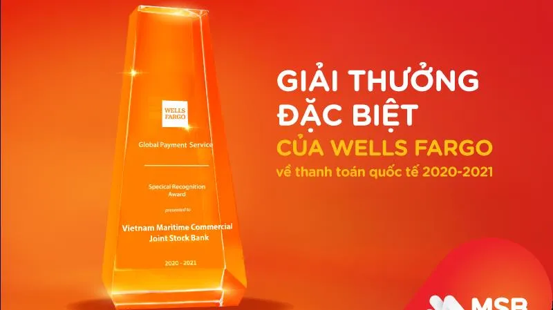 MSB nhận Giải thưởng đặc biệt về thanh toán quốc tế từ Wells Fargo