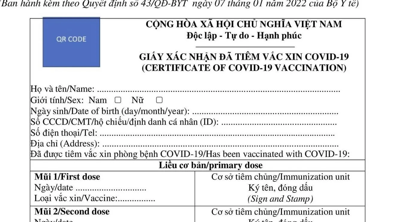 Giải thích chi tiết Mẫu giấy xác nhận tiêm vắc xin phòng Covid-19 có 7 mũi tiêm