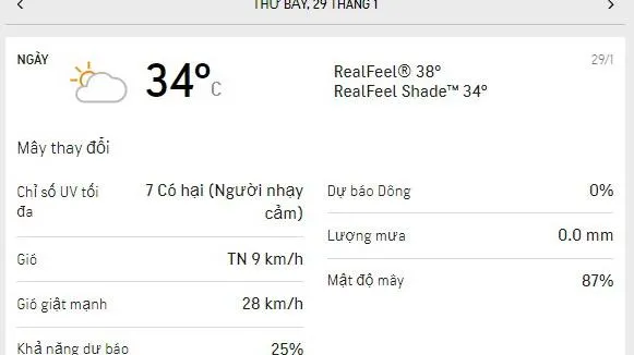 Dự báo thời tiết TPHCM hôm nay 29/1 và ngày mai 30/1/2022: có mưa rào