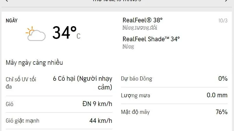 Dự báo thời tiết TPHCM hôm nay 10/3 và ngày mai 11/3/2022: Nắng nhẹ