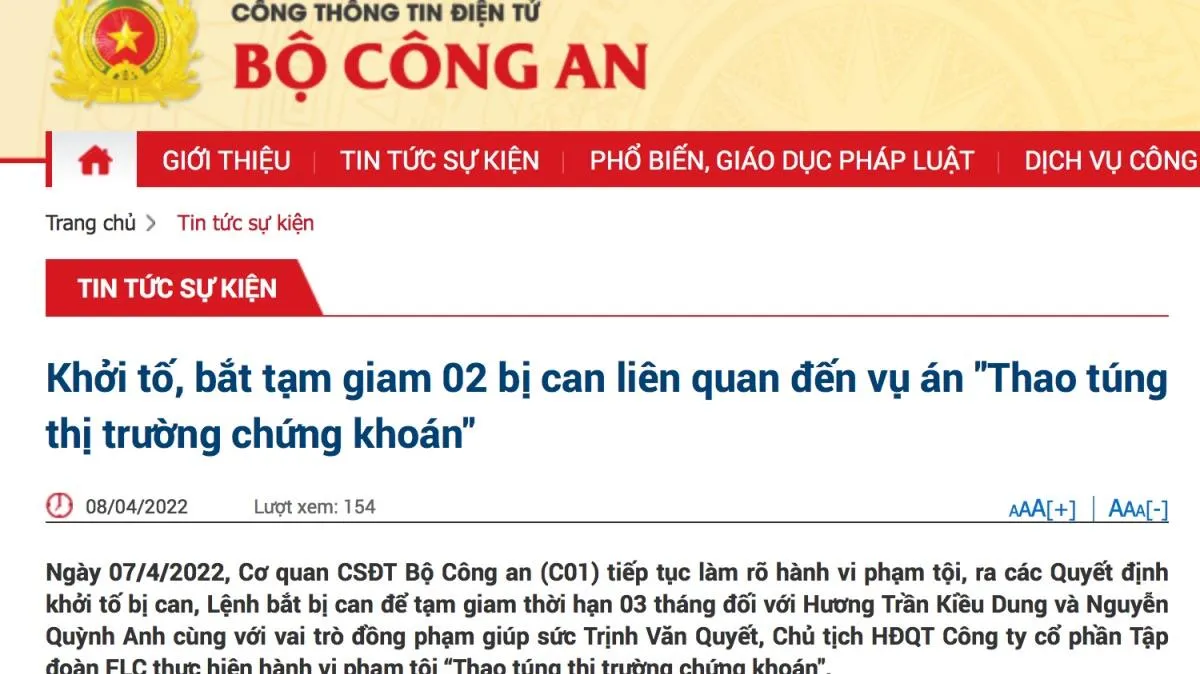 Liên quan vụ Thao túng thị trường chứng khoán: Bắt tạm giam Phó chủ tịch FLC Hương Trần Kiều Dung