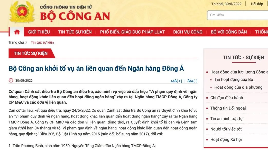 Tin tức pháp luật hôm nay 30/5: Khởi tố vụ án liên quan đến Ngân hàng Đông Á