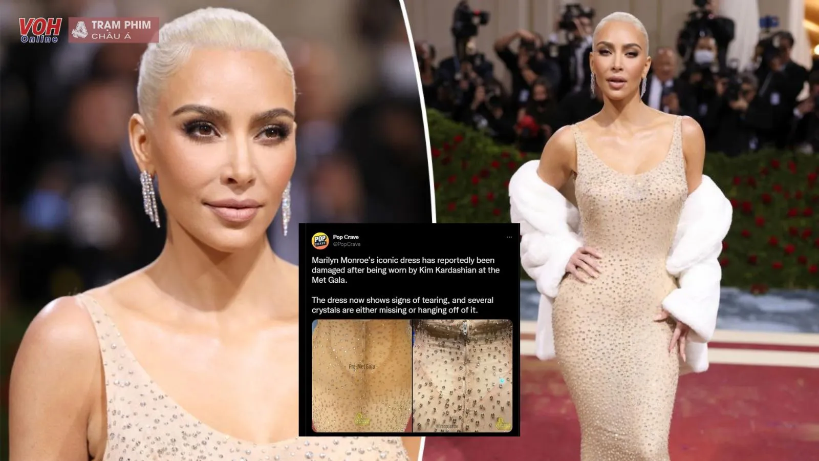 Kim Kardashian bị chỉ trích vì làm hỏng chiếc váy của Marilyn Monroe