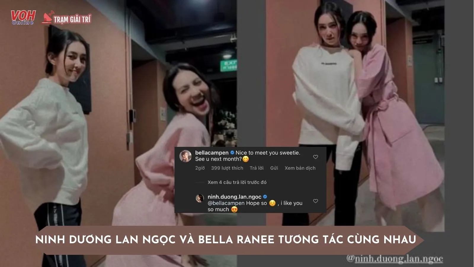 Ninh Dương Lan Ngọc và Bella Ranee bất ngờ có màn tương tác trên mạng xã hội