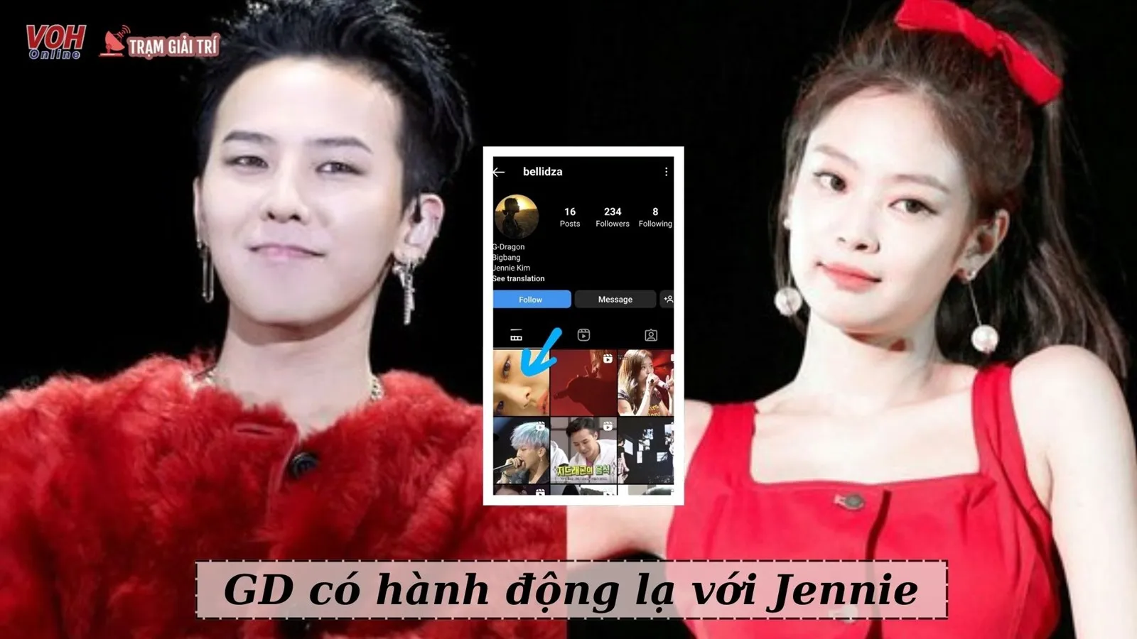 G-Dragon (BIG BANG) thả tim bài viết ghép đôi với Jennie (BLACKPINK)