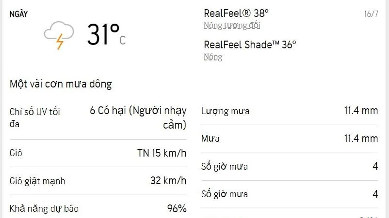 Dự báo thời tiết TPHCM hôm nay 16/7 và ngày mai 17/7/2022: UV cao nhất ở mức 6