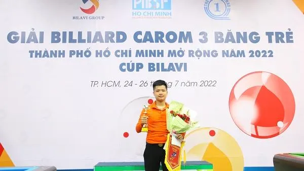 Tay cơ Lê Xuân Ân vô địch giải Billiard Carom 3 băng trẻ TPHCM mở rộng năm 2022