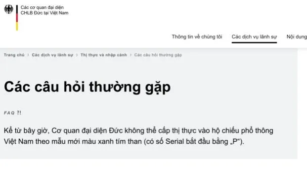 Vì sao Đức ngừng cấp visa vào hộ chiếu phổ thông?