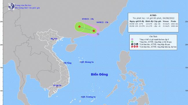 Dự báo thời tiết chiều 4/8: Áp thấp nhiệt đới sức gió giật cấp 8