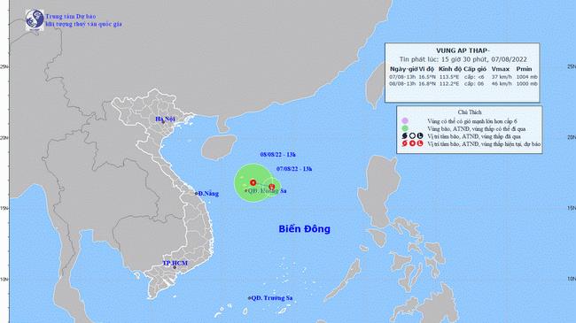 Vùng áp thấp có thể mạnh lên thành áp thấp nhiệt đới vào ngày 8/8