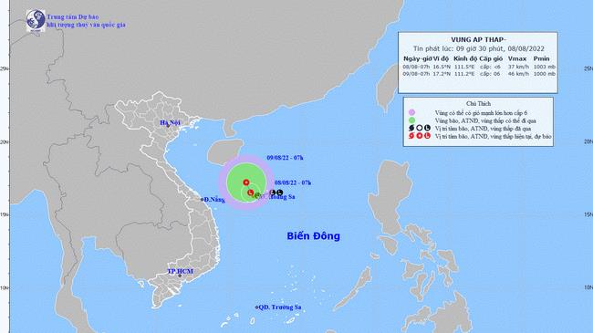 Vùng áp thấp hoạt động ở khu vực quần đảo Hoàng Sa
