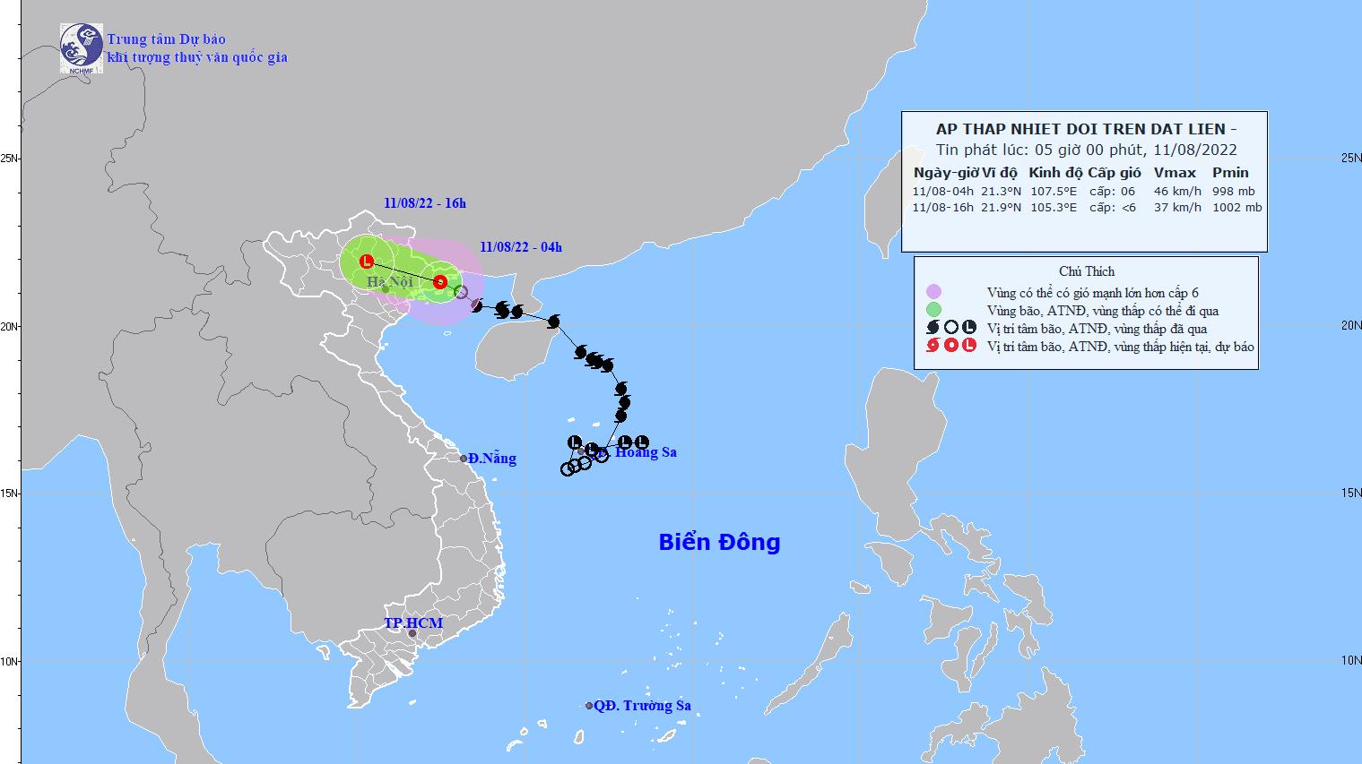 Áp thấp nhiệt đới hôm nay 11/8: Trên KV từ Quảng Ninh-Hải Phòng