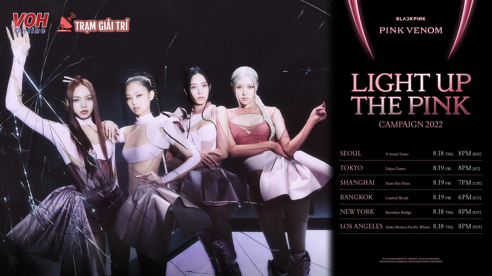 BLACKPINK thực hiện chiến dịch Light Up The Pink để quảng bá ca khúc Pink Venom