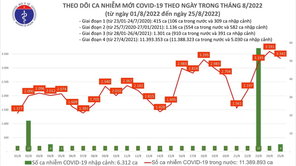 Tình hình dịch bệnh Covid-19 mới nhất hôm nay 25/8/2022: 2 ca tử vong